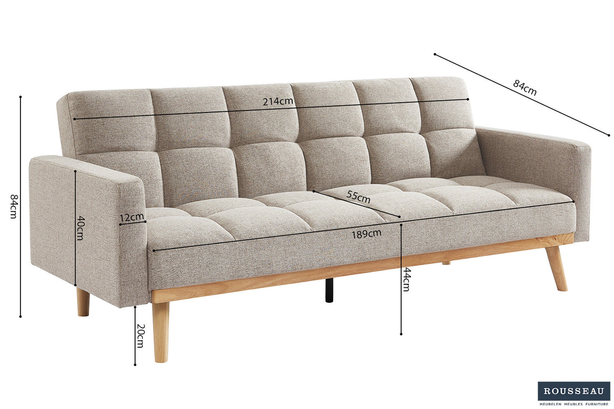Canapé-lit « Adana » Tissu Davis Neve 13 Beige