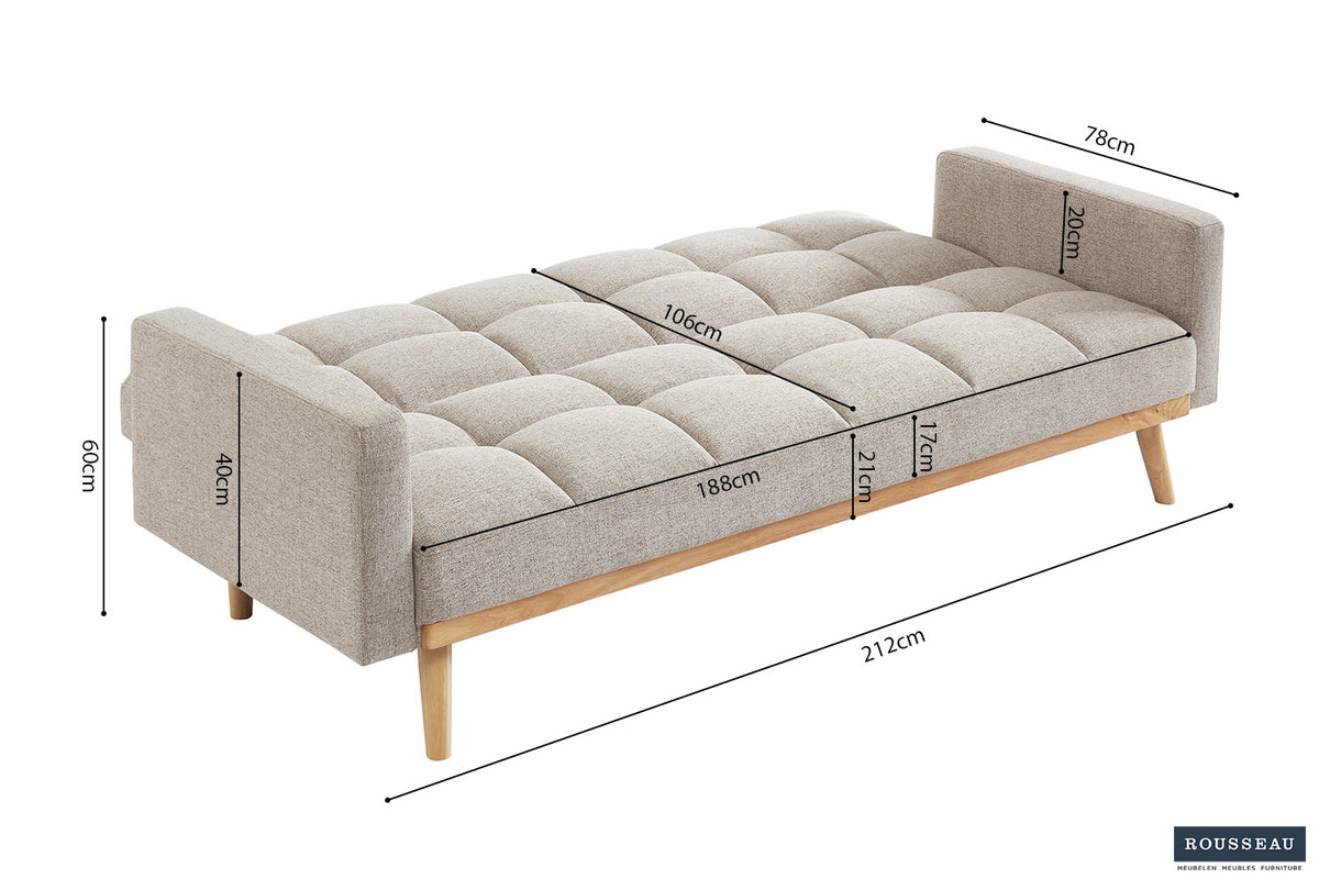 Canapé-lit « Adana » Tissu Davis Neve 13 Beige