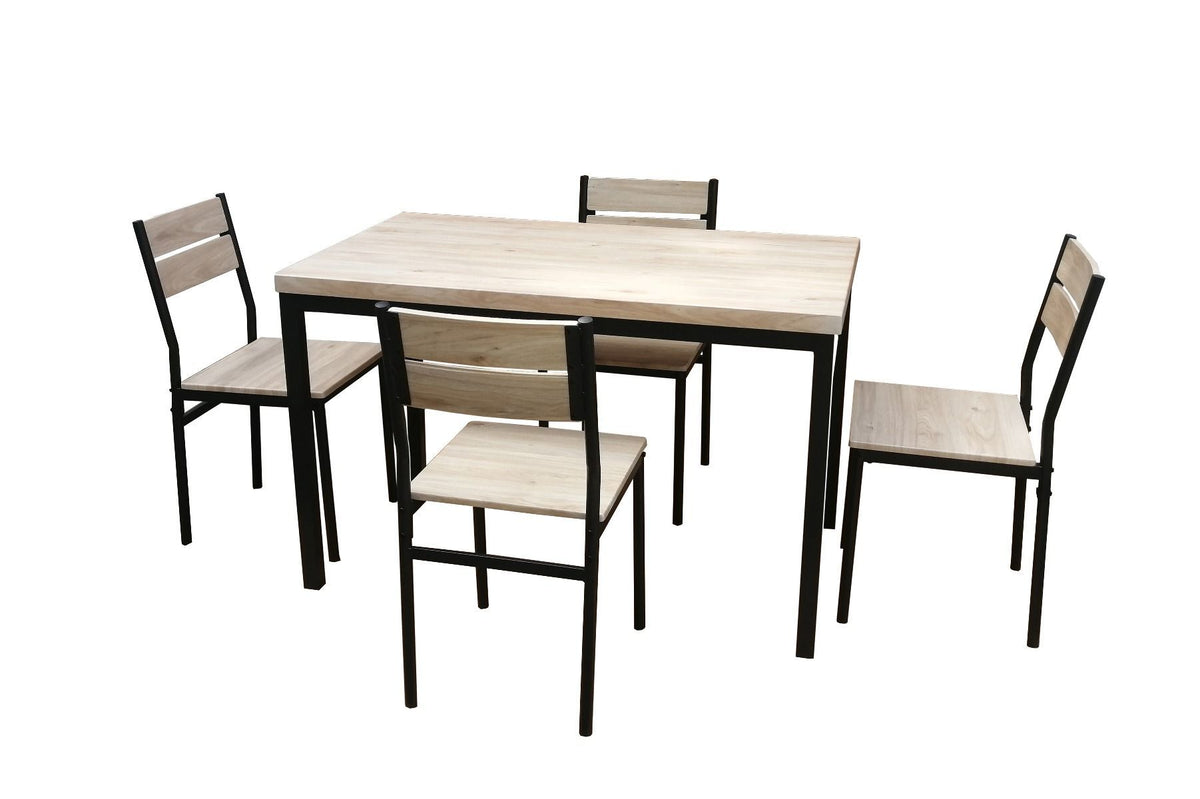 2BM - Tafelset + 4 stoelen 471 - Lichte Eik/Zwart - 120x76x70cm