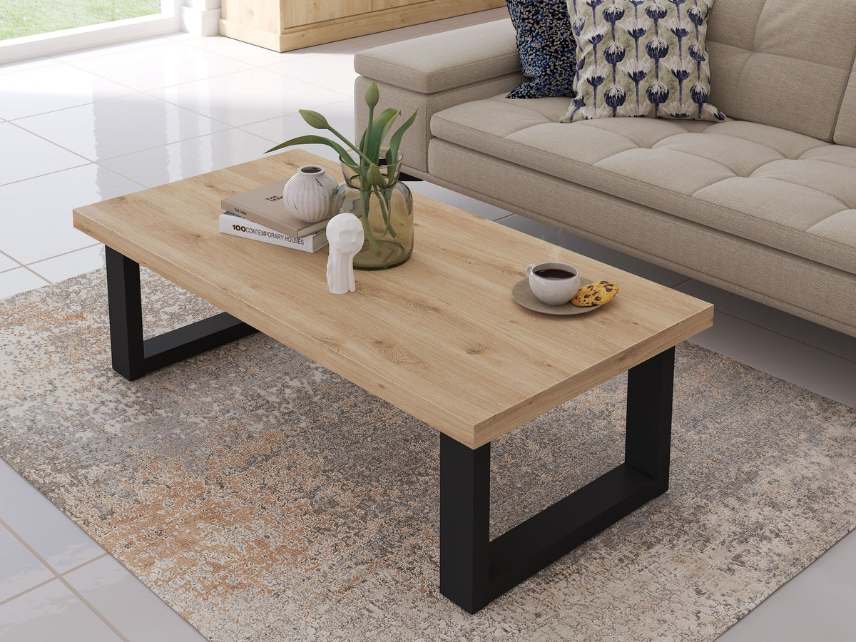 JAD - Salontafel Valencia - Eik/Zwart - 130x41x65cm