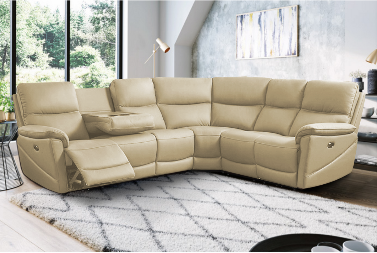 2BM - Hoeksalon Bardolino - Leder - Beige - 280 x 230 cm H -100 cm