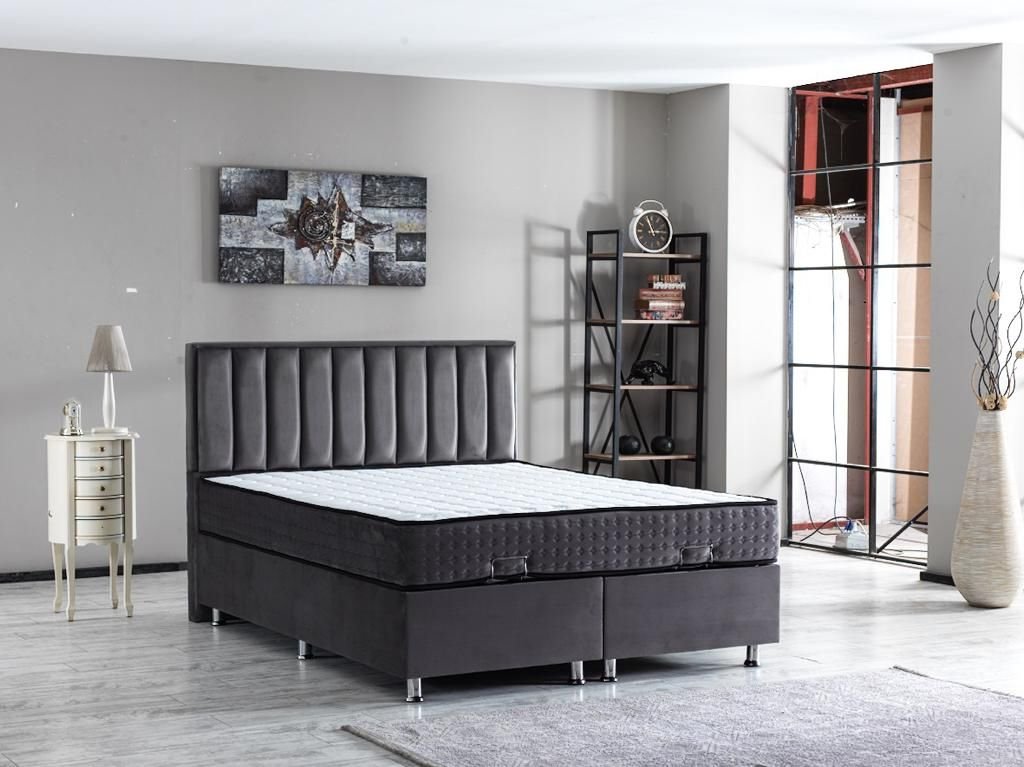 2BM - Boxspring Crown - Kunstleder - Zwart - 180x122x200cm