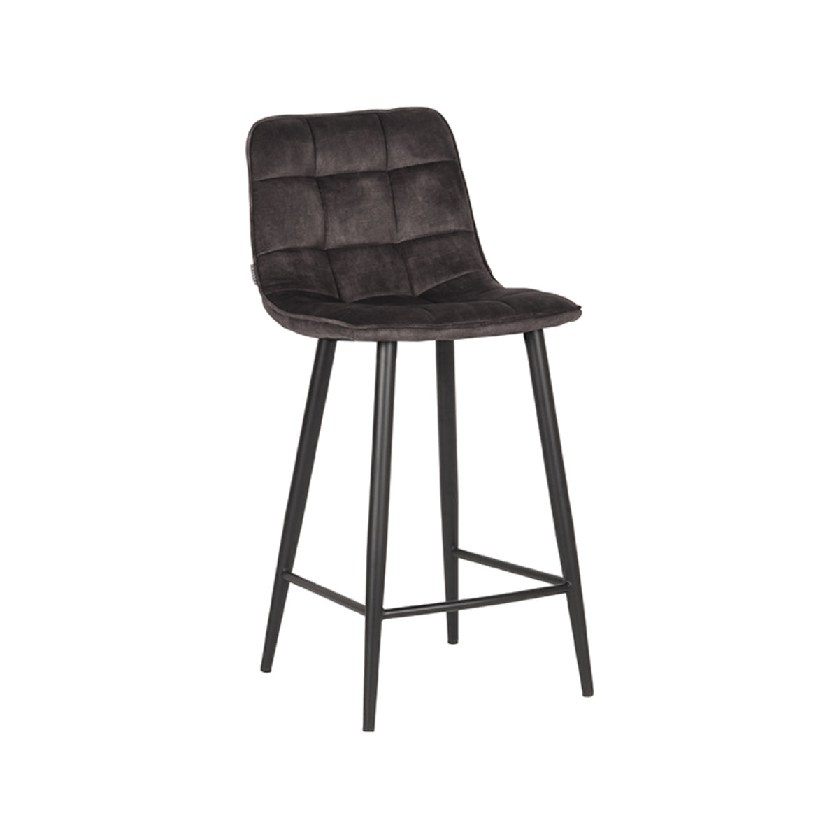 LABEL51 Tabouret de bar Jelt - Anthracite - Velours - Hauteur d'assise 65