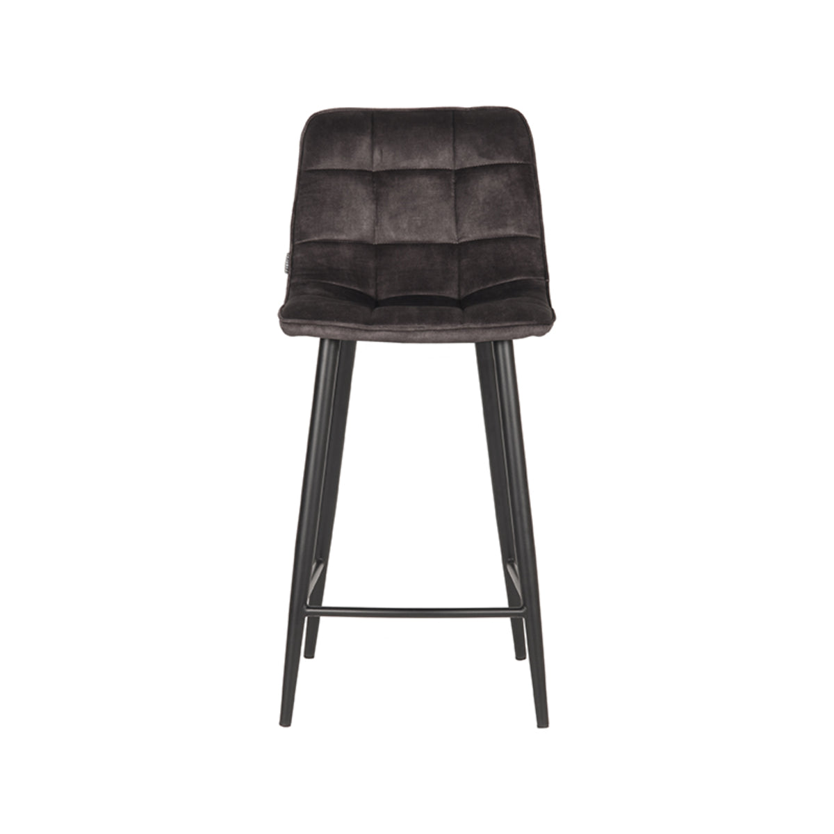 LABEL51 Tabouret de bar Jelt - Anthracite - Velours - Hauteur d'assise 65