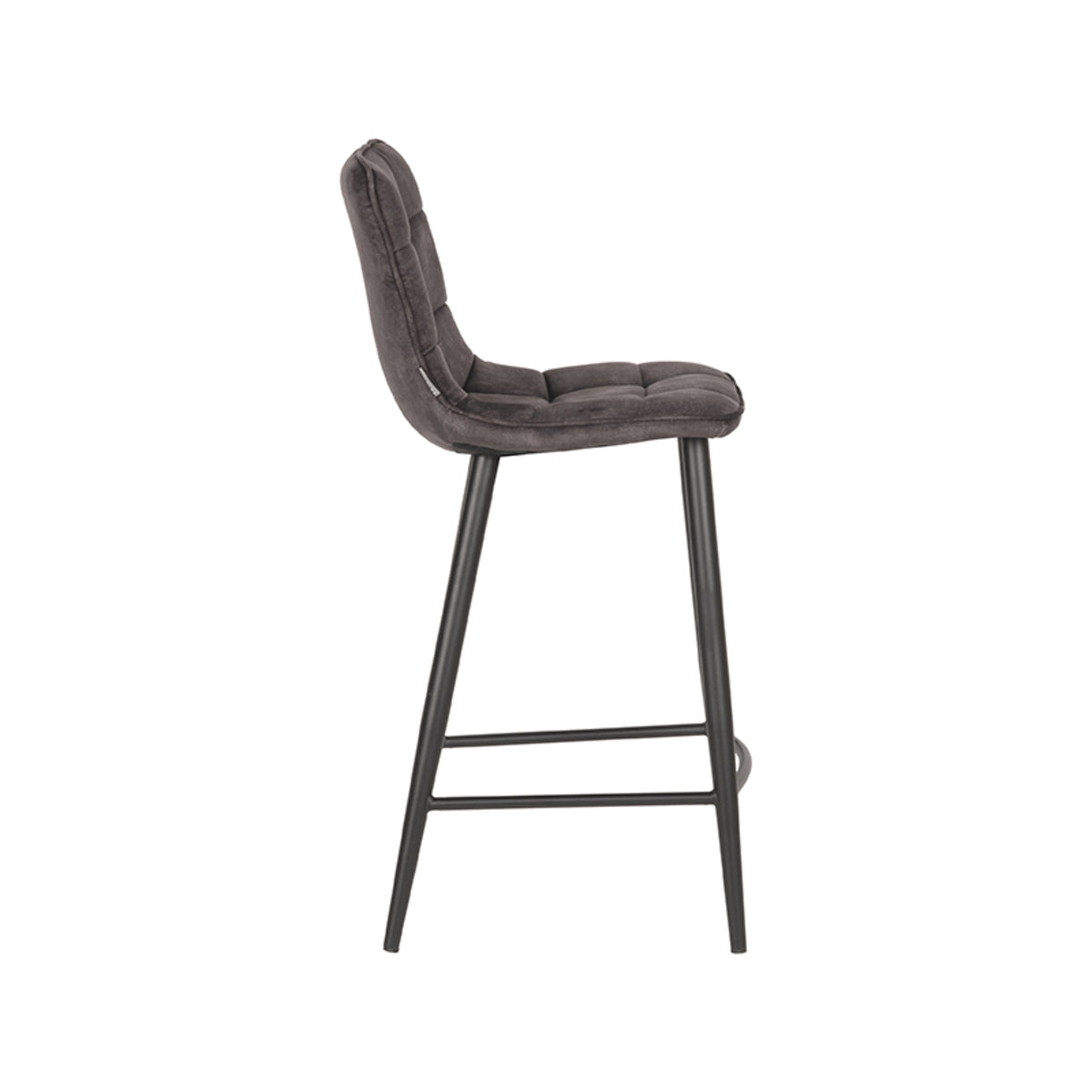 LABEL51 Tabouret de bar Jelt - Anthracite - Velours - Hauteur d'assise 65