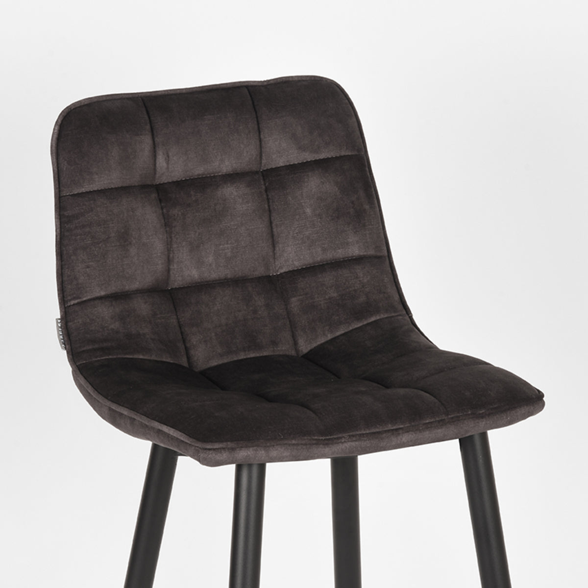 LABEL51 Tabouret de bar Jelt - Anthracite - Velours - Hauteur d'assise 65