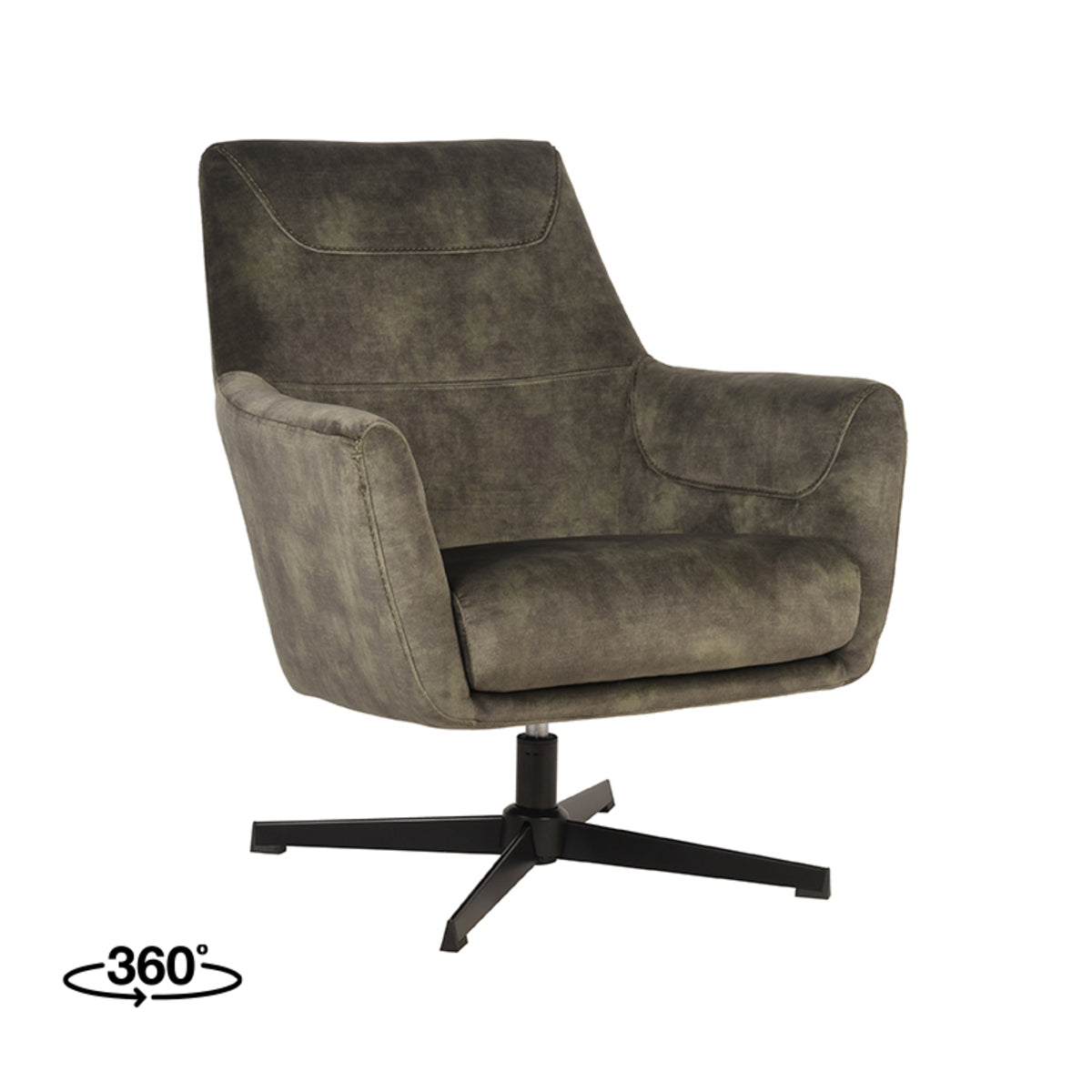 LABEL51  - Fauteuil Toby - Hunter - Velours - 85x50 cm
