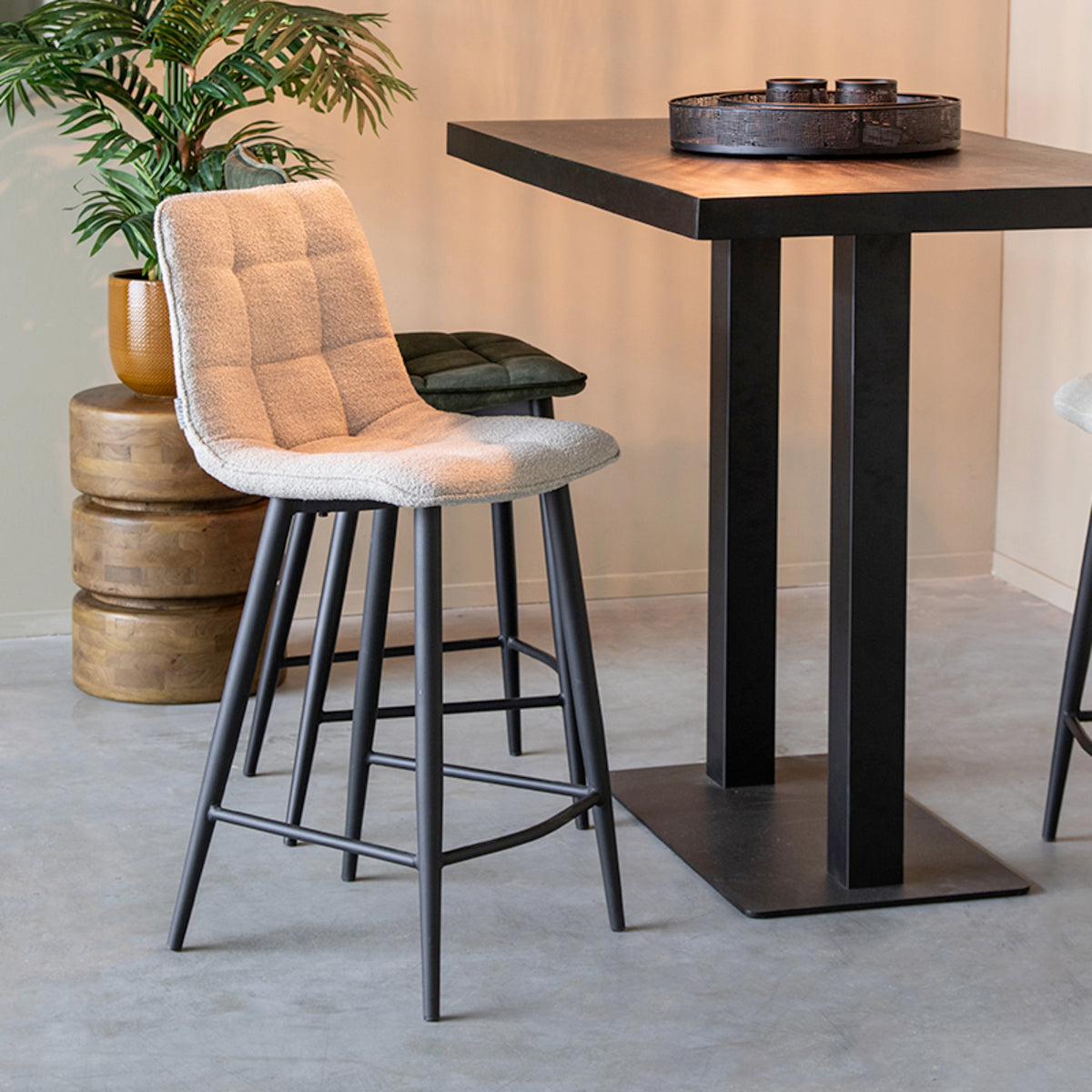 LABEL51 Tabouret de bar Jelt - Naturel - Boucle - Hauteur d'assise 65