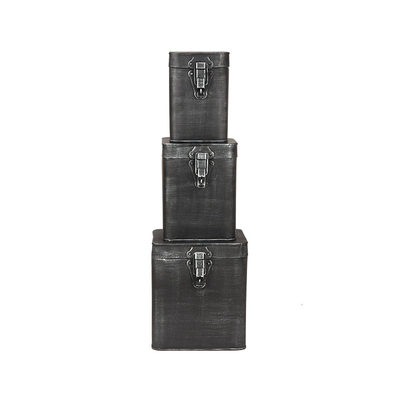 LABEL51 Caisse de rangement - Gris antique - Métal - M - 12x12x17 cm