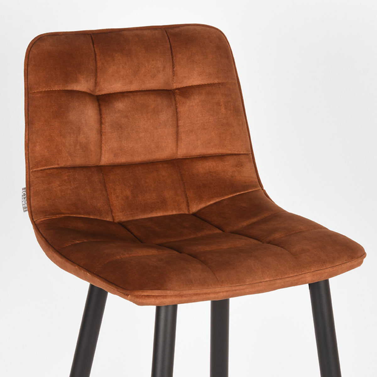 LABEL51 Tabouret de bar Jelt - Ocre - Velours - Hauteur d'assise 78