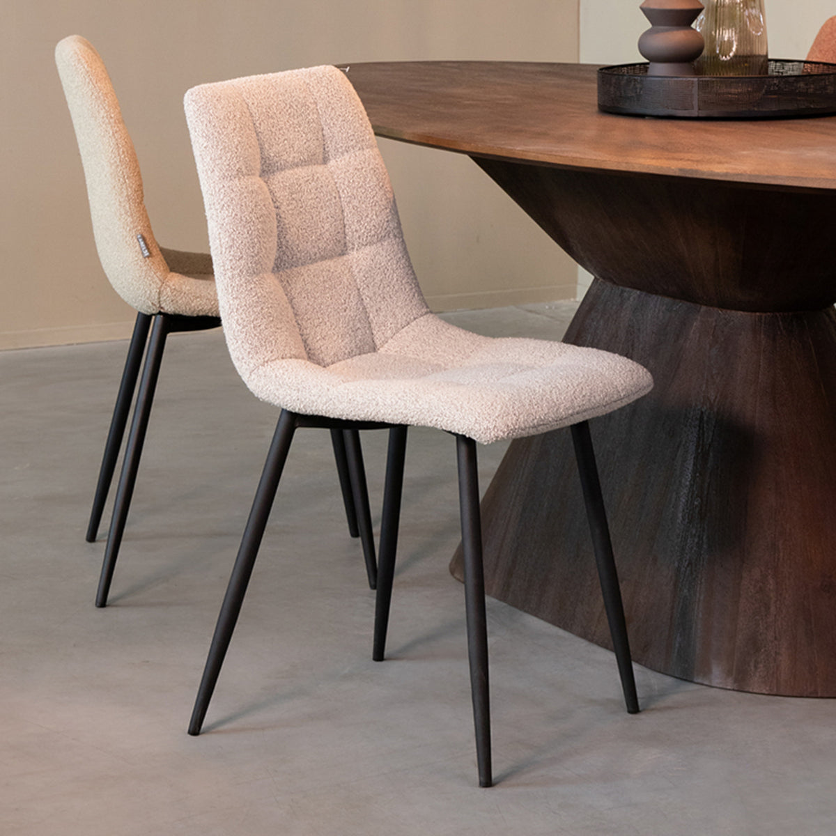 LABEL51 Chaise de salle à manger Juul - Naturel - Bouclé