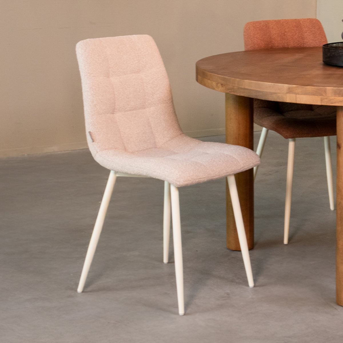 LABEL51 Chaise de salle à manger Nino - Naturel - Bouclé