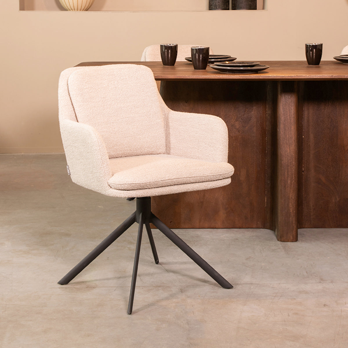 LABEL51 Chaise de salle à manger Joy - Naturel - Boucle