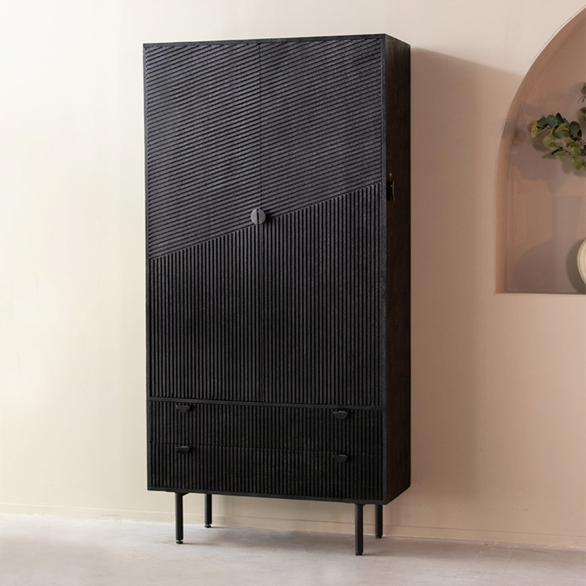 LABEL51 Armoire Cotia - Noir - Bois de manguier