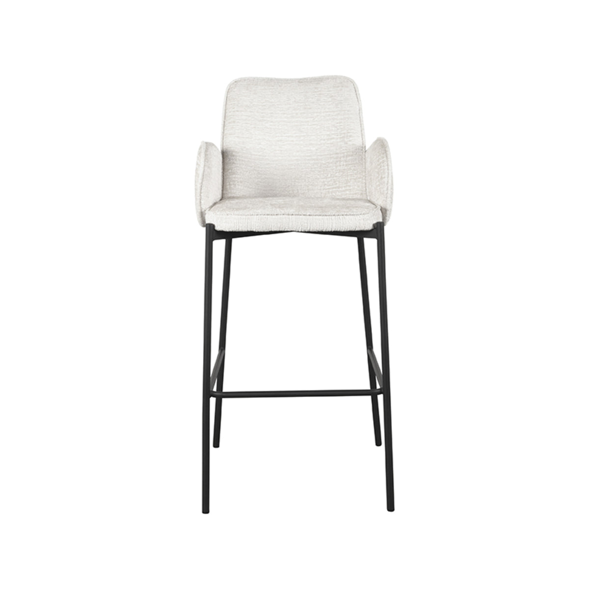 LABEL51 Tabouret de bar Joni - Beige - Velours - Hauteur d'assise 78 cm