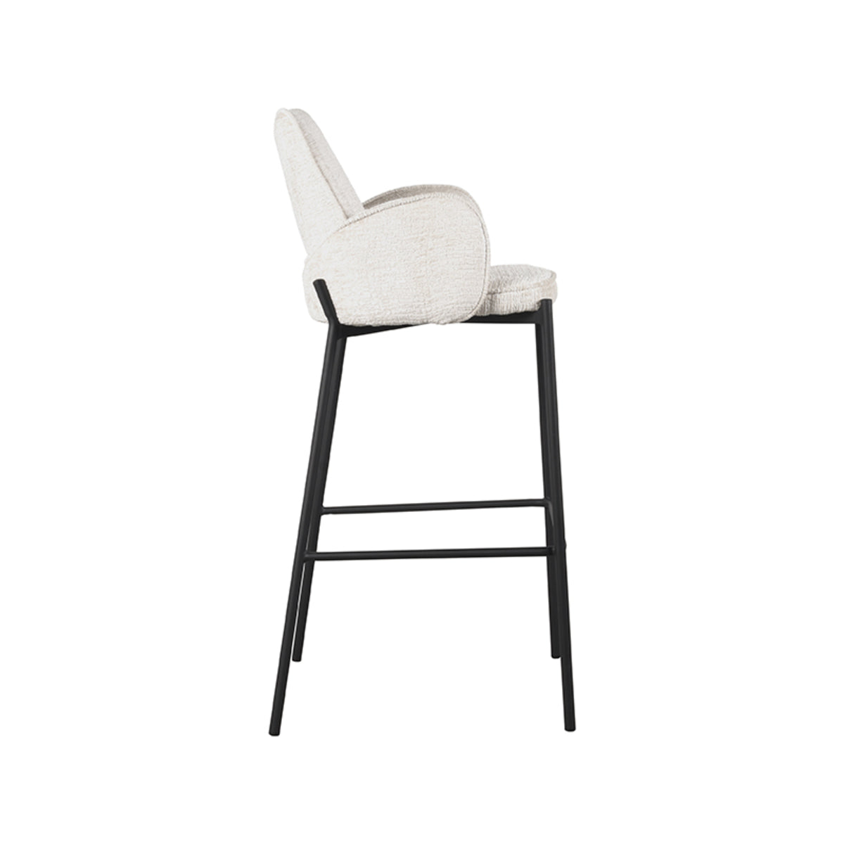 LABEL51 Tabouret de bar Joni - Beige - Velours - Hauteur d'assise 78 cm