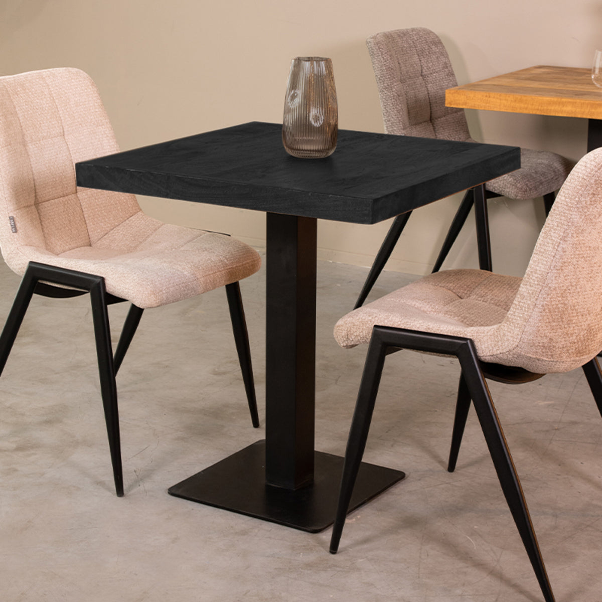 LABEL51 Table de salle à manger Plateau Straight Edge - Noir - Bois de manguier - 70 cm Straight