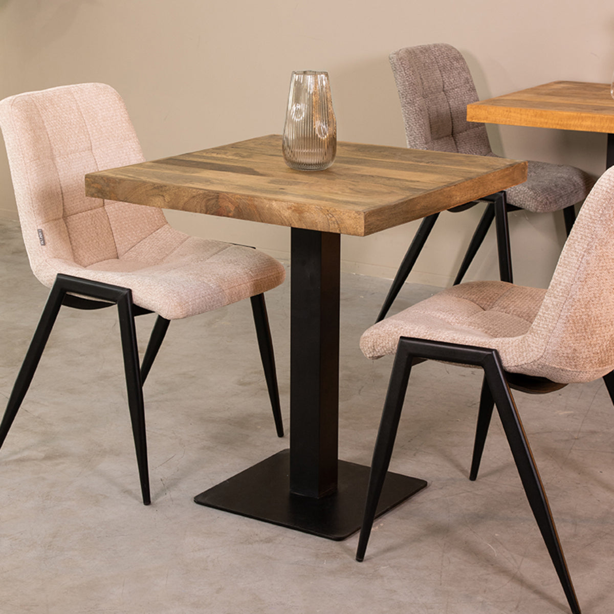LABEL51 Table de salle à manger Plateau Straight Edge - Brut - Bois de manguier - 70 cm Droit