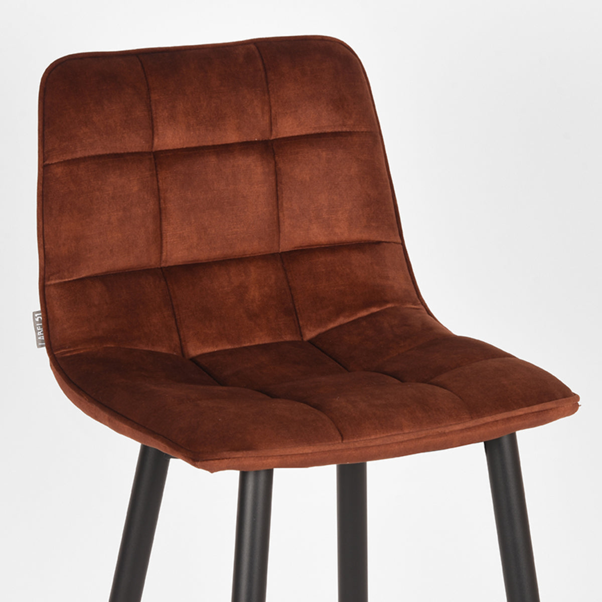 LABEL51 Tabouret de bar Jelt - Rouille - Velours - Hauteur d'assise 78