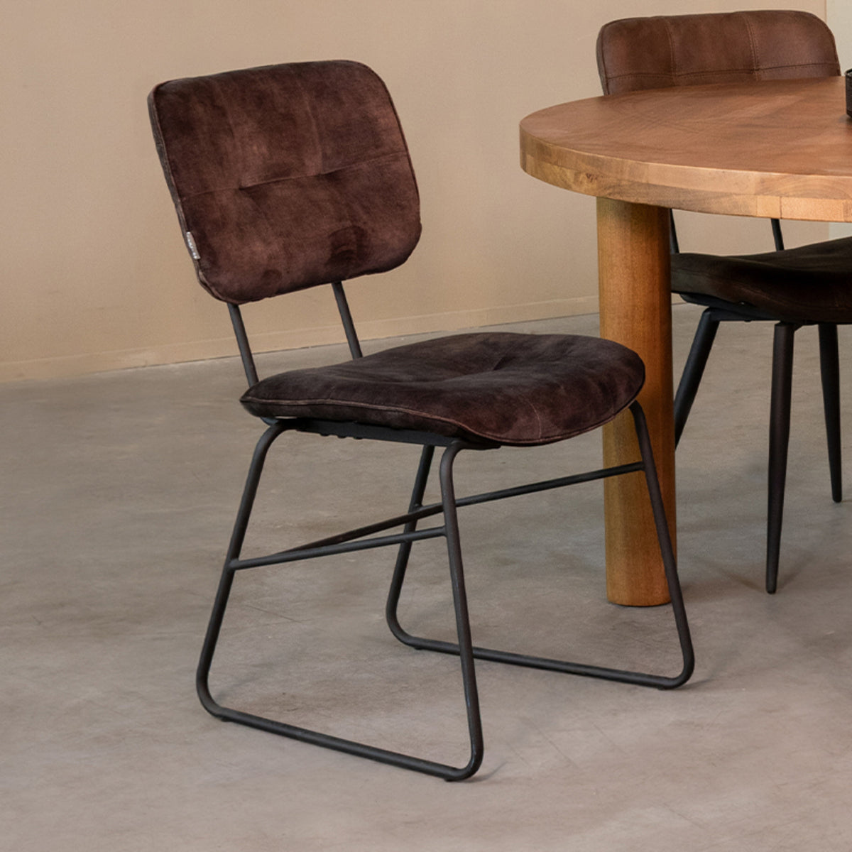 LABEL51 Chaise de salle à manger Dez - Anthracite - Velours