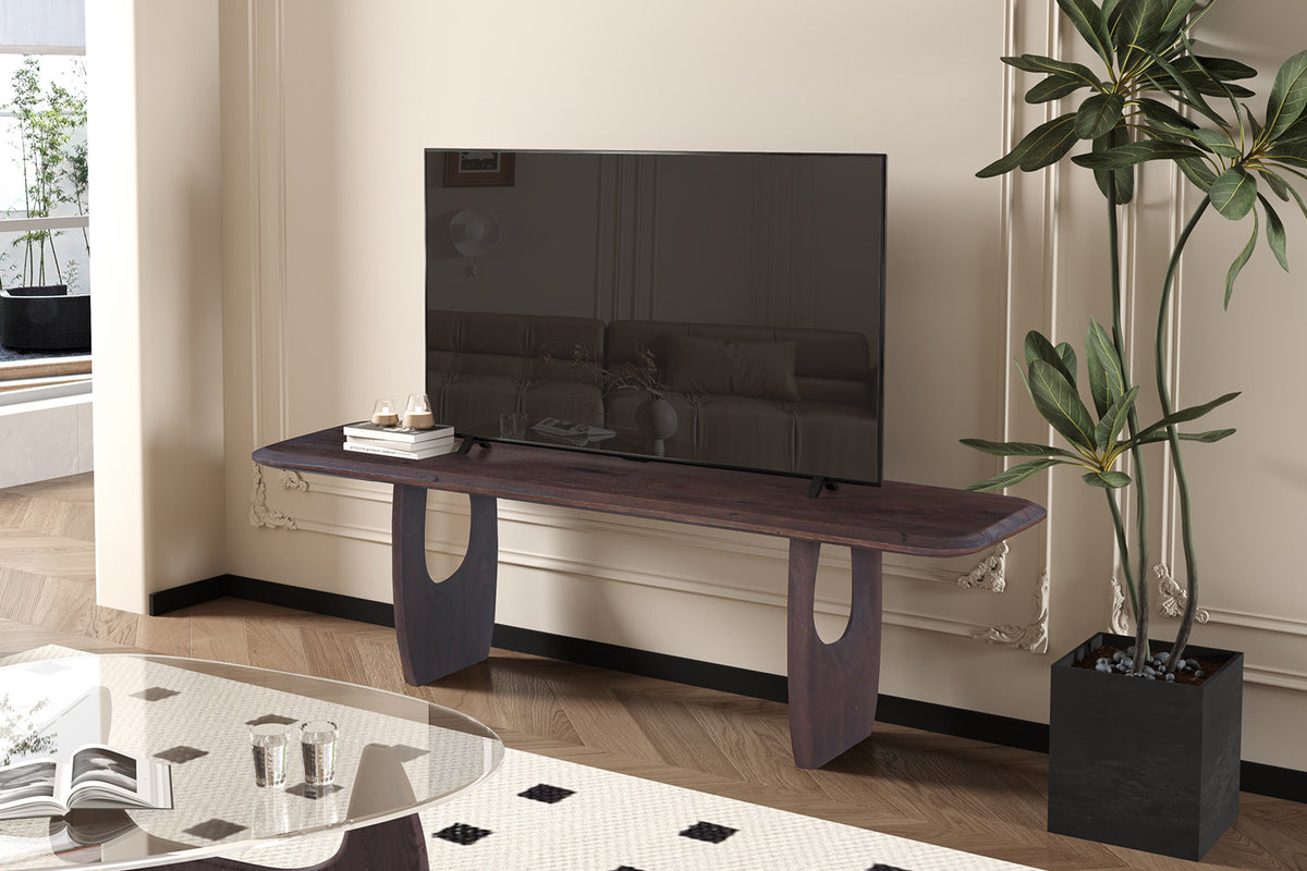 Rousseau - Meuble TV Braga - Bois de manguier brun foncé - 45x160x45 cm