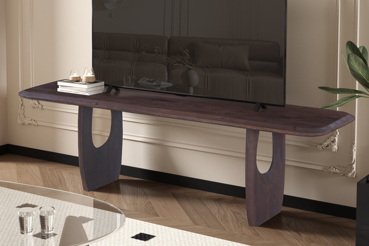 Rousseau - Meuble TV Braga - Bois de manguier brun foncé - 45x160x45 cm