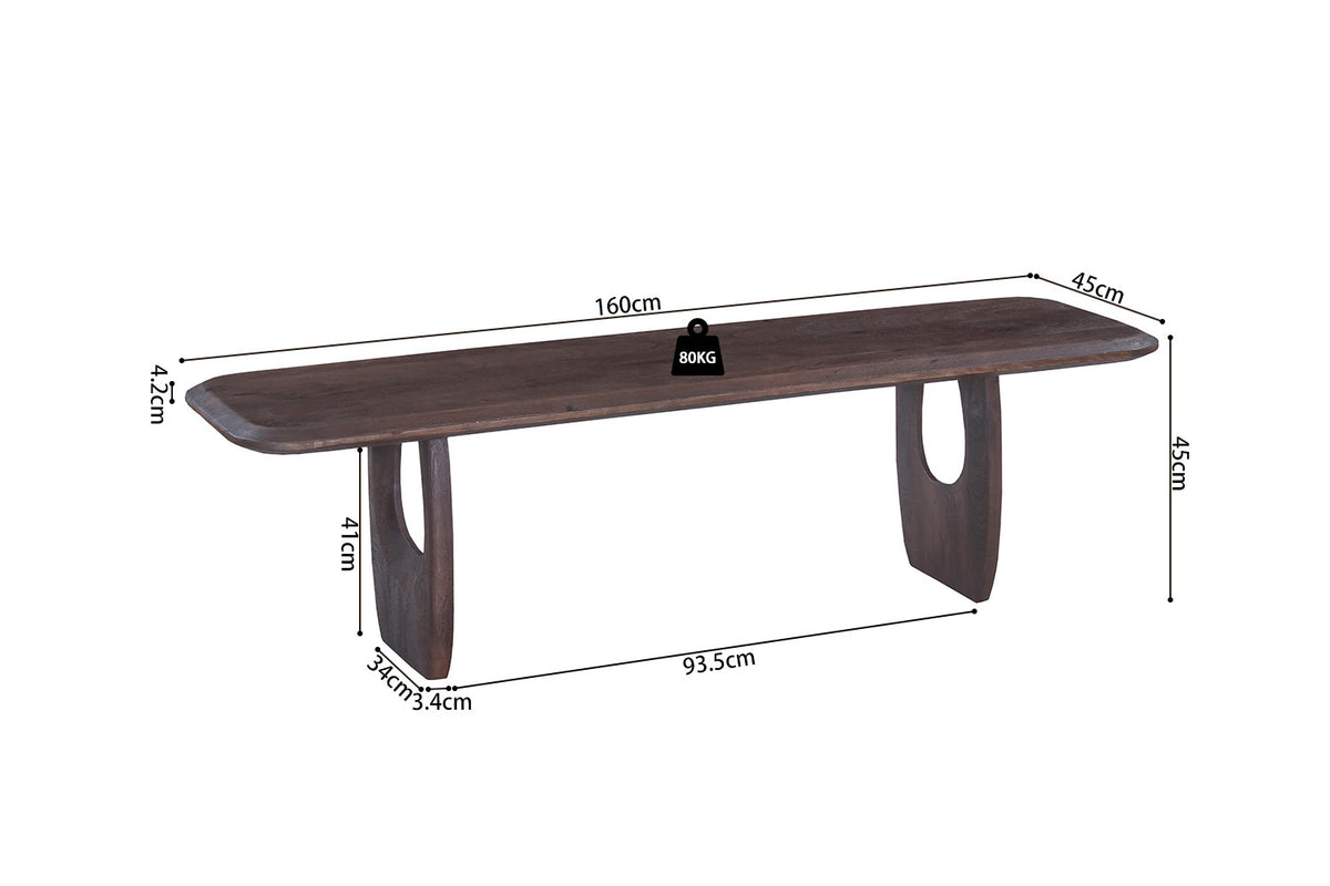 Rousseau - Meuble TV Braga - Bois de manguier brun foncé - 45x160x45 cm