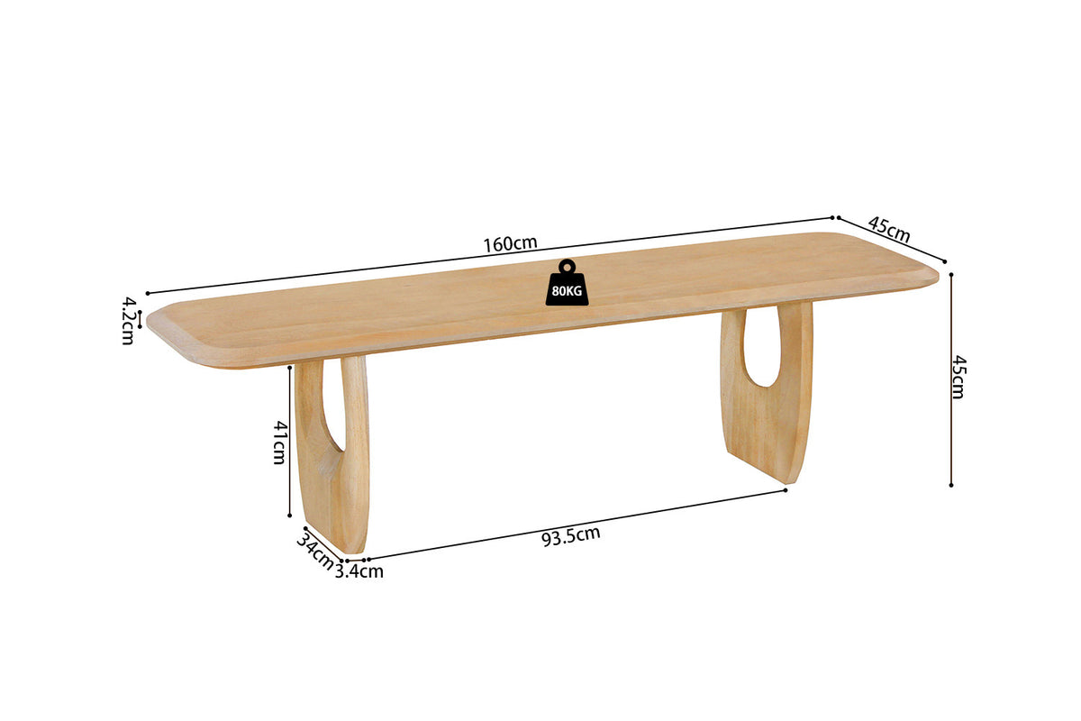 Rousseau - TV meubel Braga - Mangohout Amandel - 45x160x45 cm