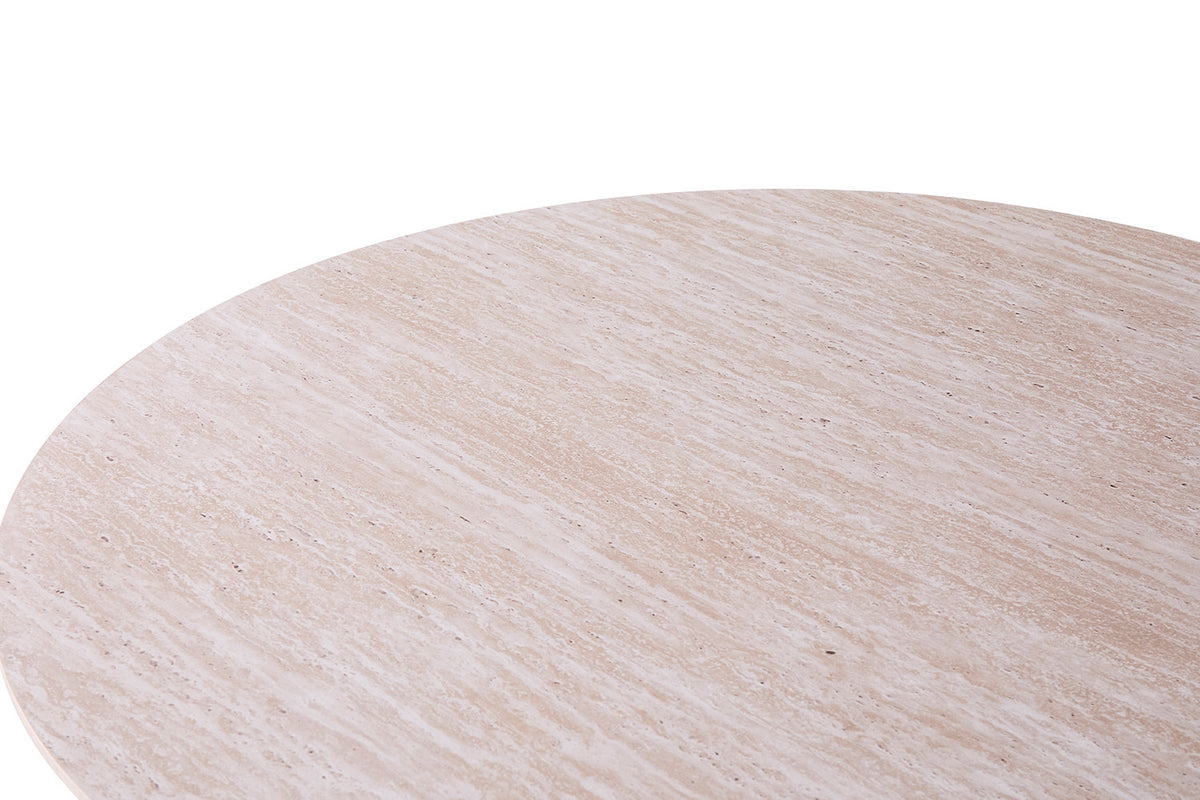 Table basse 'Lagos' 80 cm Ronde Décor Travertin Beige