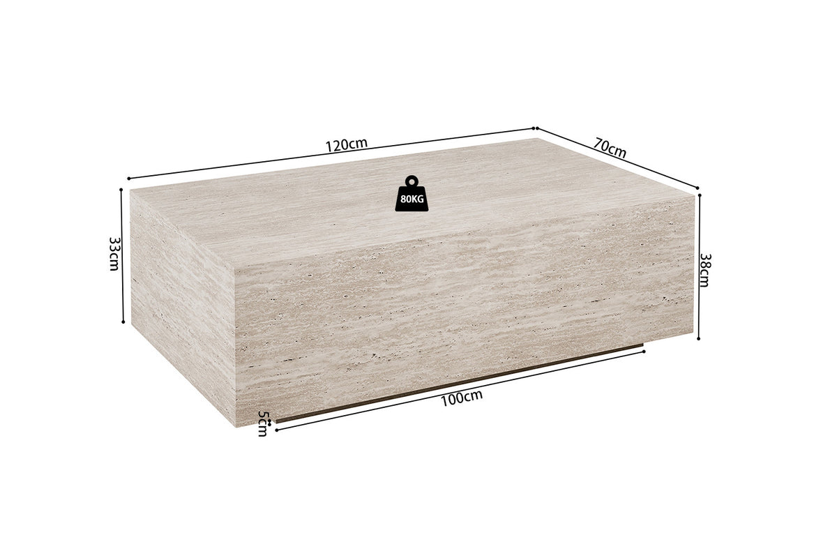Rousseau - Salontafel Jacky - Decor Travertijn Beige - 38x120x70 cm