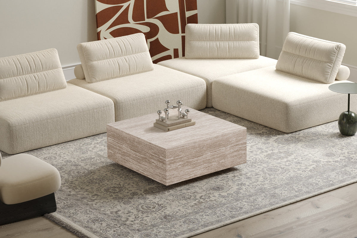 Rousseau - Salontafel Jane - Travertijn Beige - 38x90x90 cm