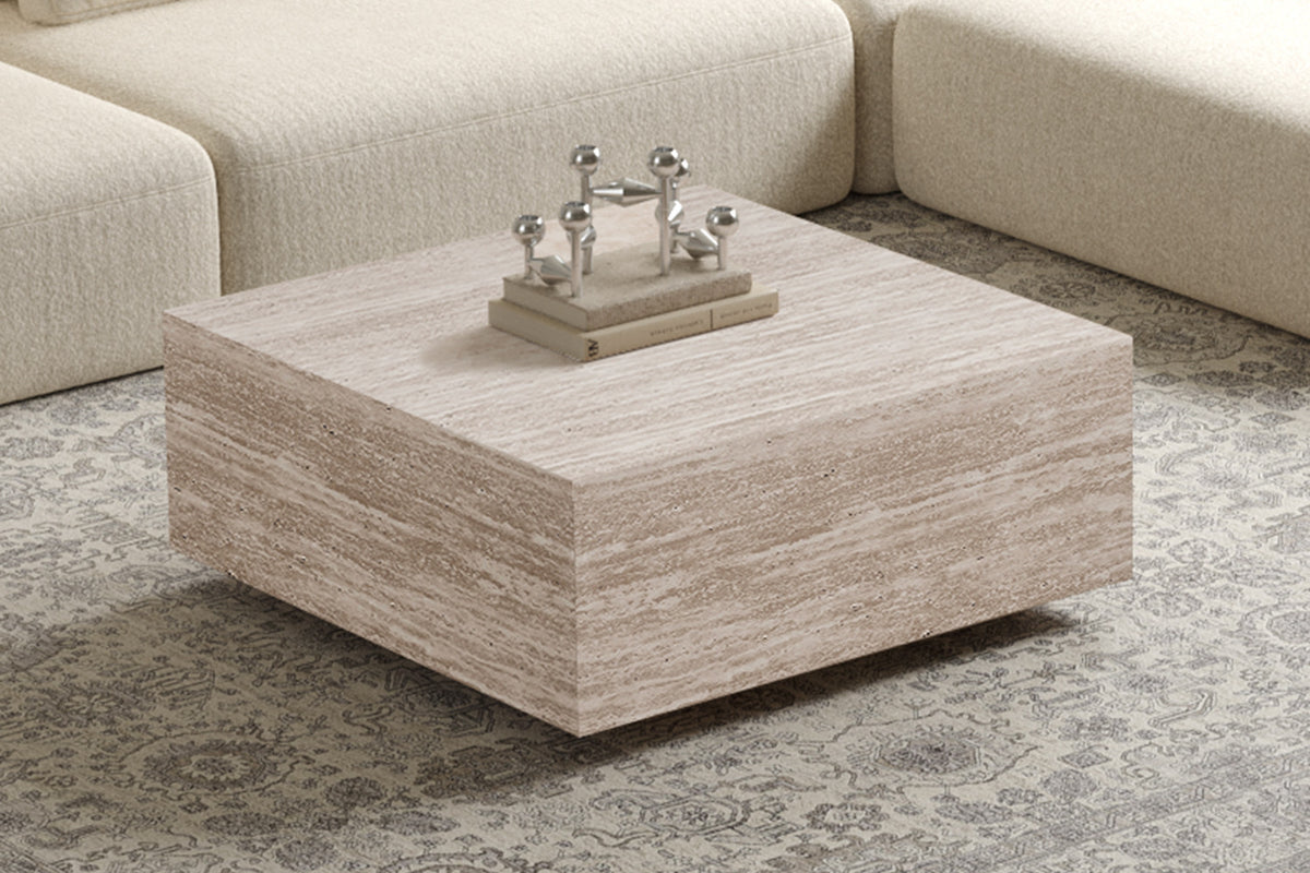 Rousseau - Salontafel Jane - Travertijn Beige - 38x90x90 cm