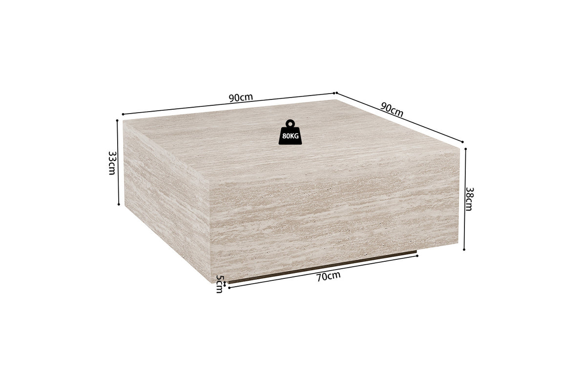 Rousseau - Salontafel Jane - Travertijn Beige - 38x90x90 cm
