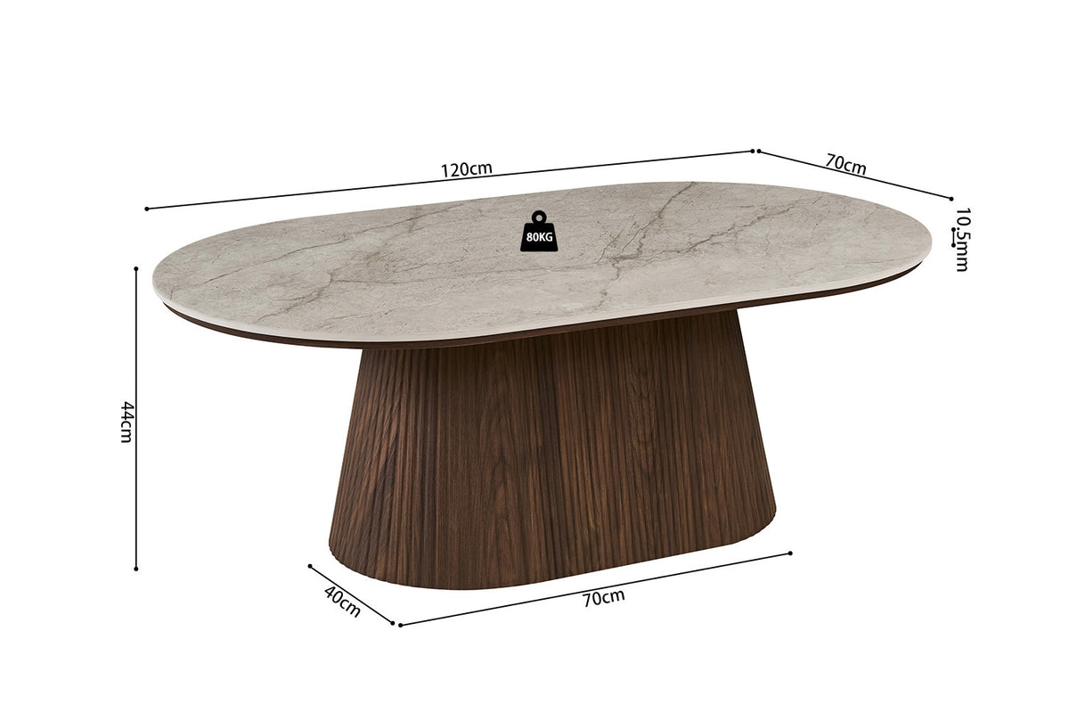 Rousseau - Salontafel Vigo - Donkere Eik Shakespear Beige - 70x44x120 cm