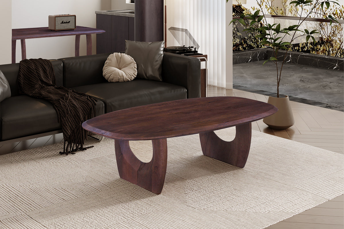 Rousseau - Salontafel Braga -Ovaal donkerbruin - 40x130x70 cm
