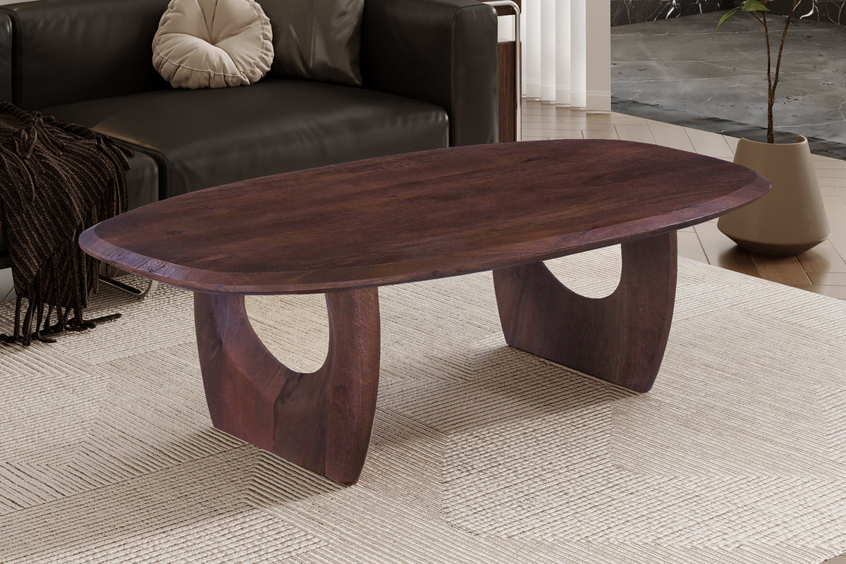 Rousseau - Salontafel Braga -Ovaal donkerbruin - 40x130x70 cm