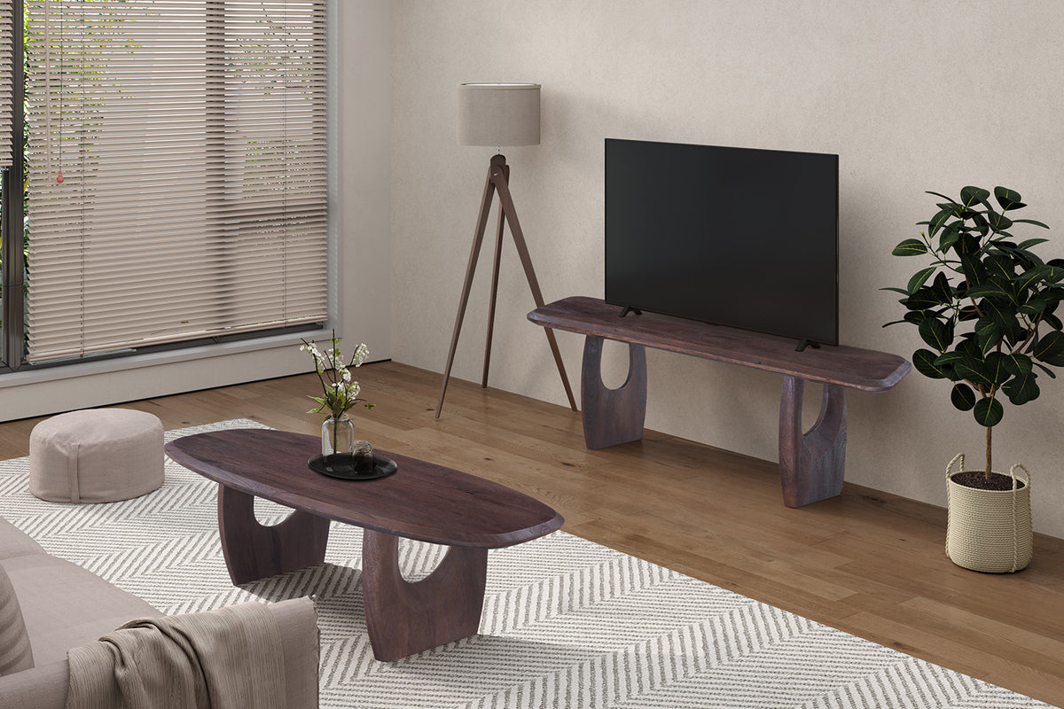 Rousseau - Salontafel Braga -Ovaal donkerbruin - 40x130x70 cm