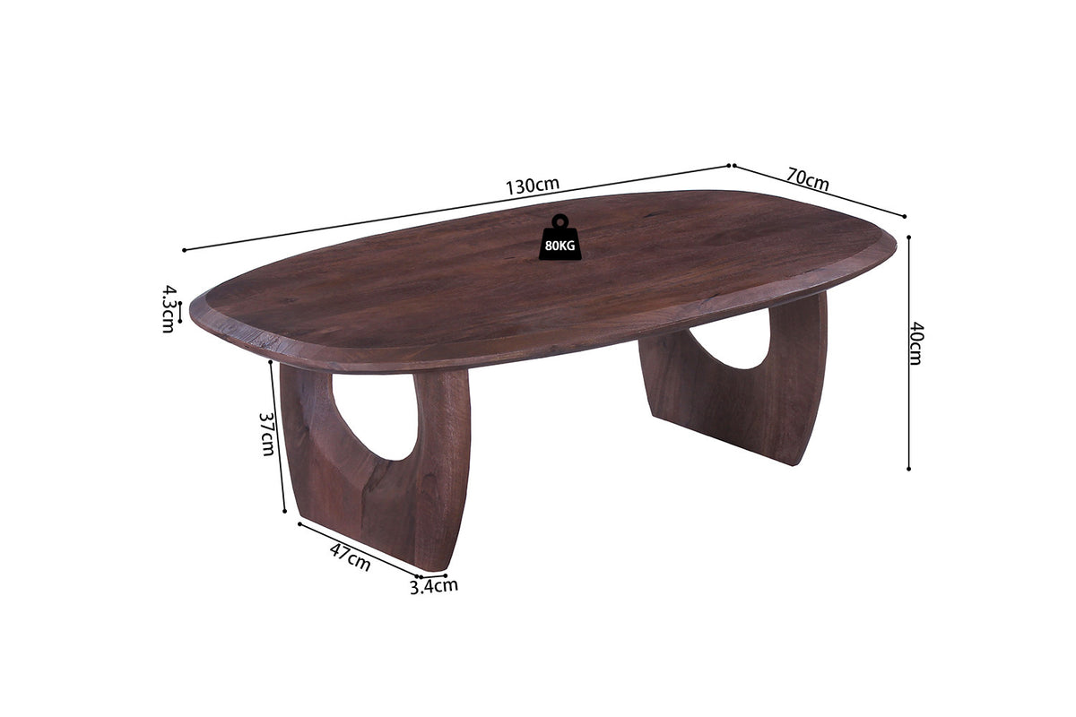 Rousseau - Salontafel Braga -Ovaal donkerbruin - 40x130x70 cm