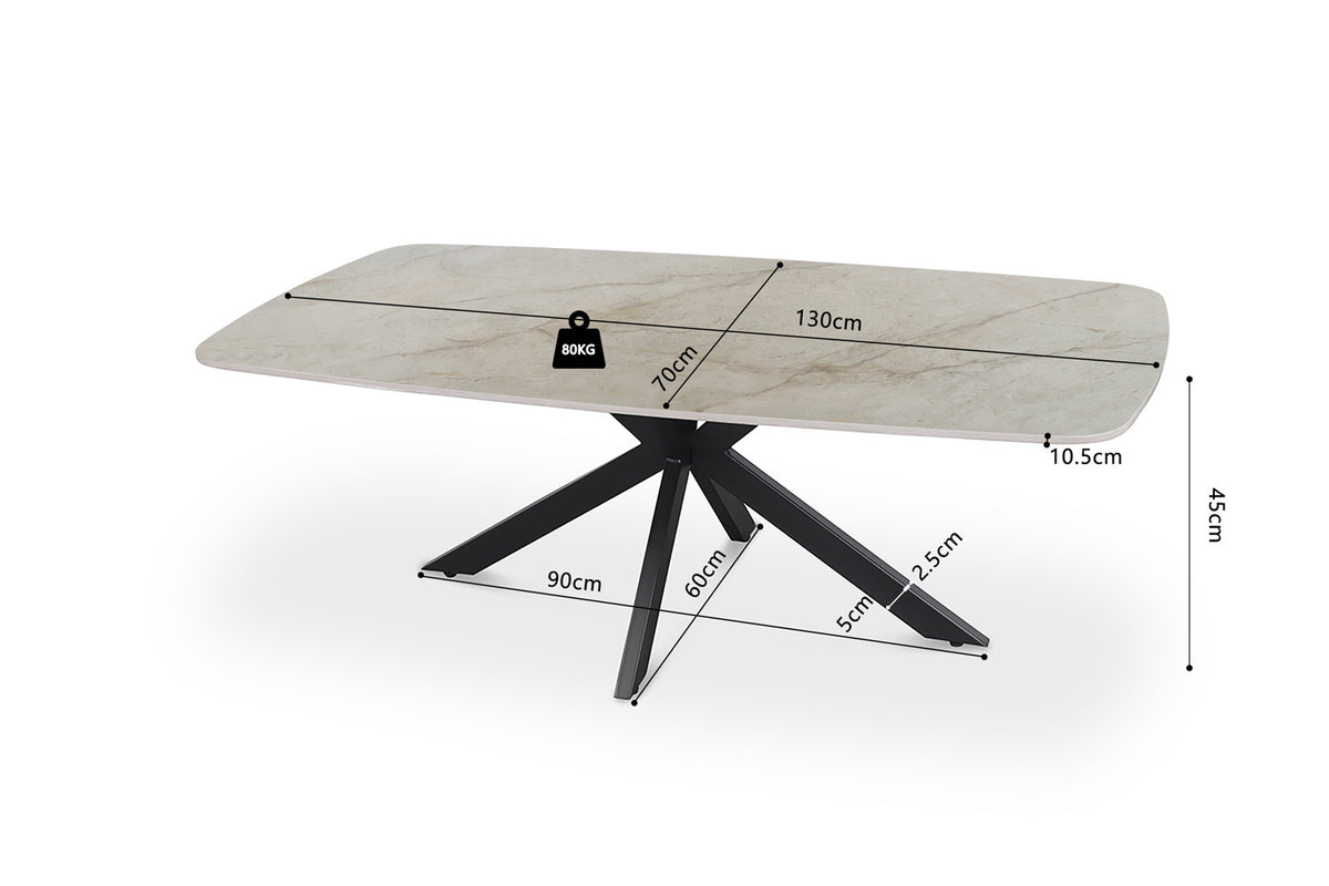 Rousseau - Salontafel Apollo - Ovaal - Glanzend Steen - Beige - 130 cm