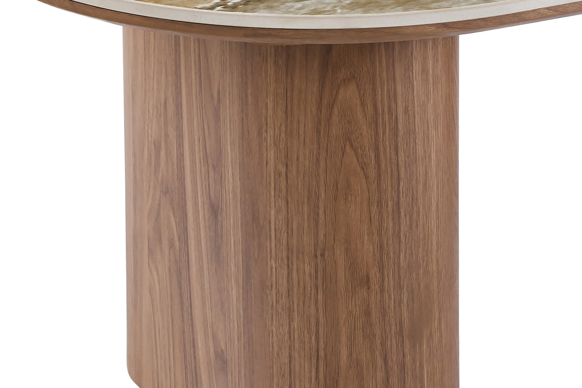 NOUVEAU - Table basse « Evora » aspect pierre brillant Pandora marron doré