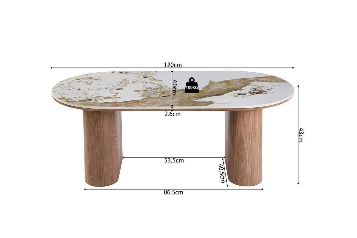NOUVEAU - Table basse « Evora » aspect pierre brillant Pandora marron doré