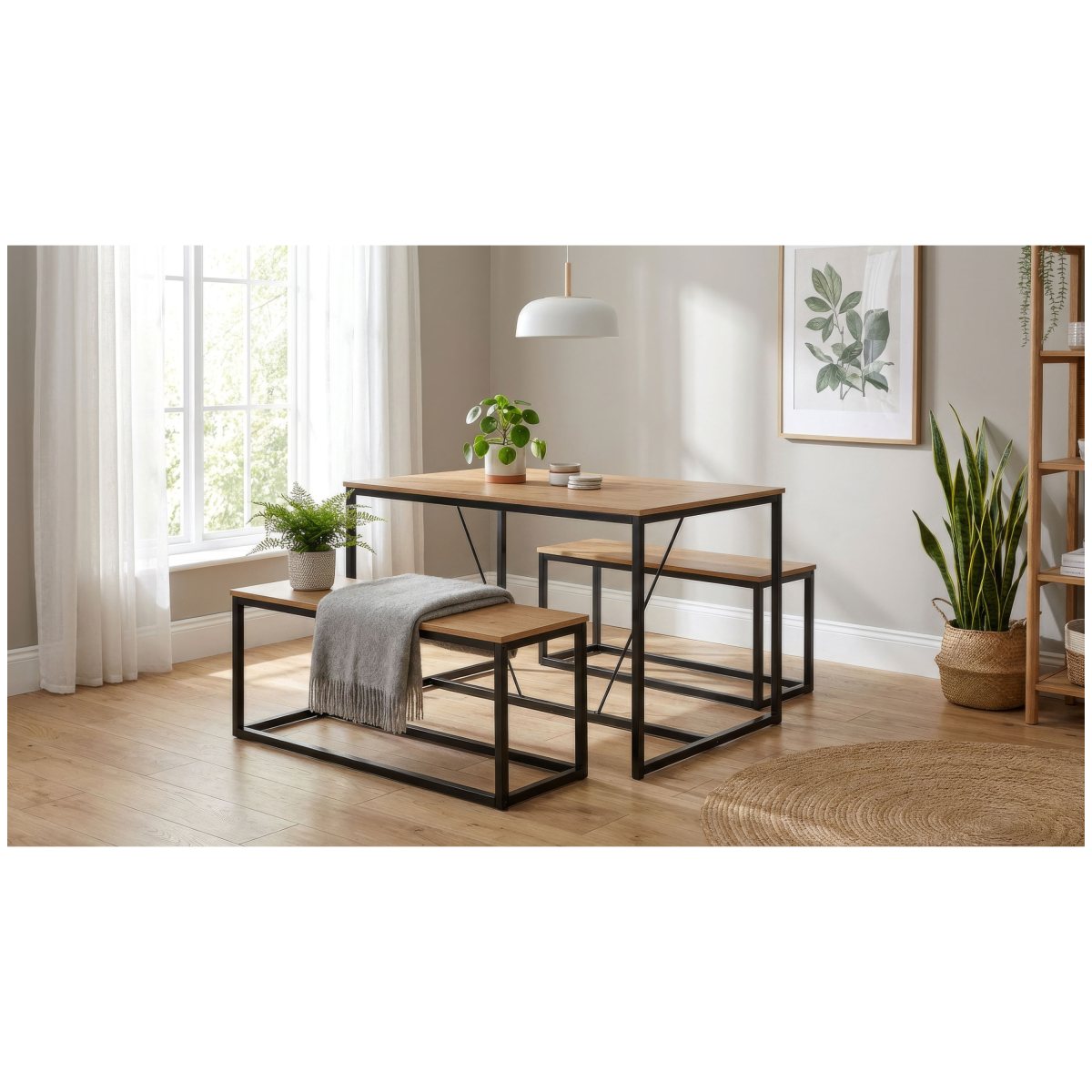 FIN - Dining set Augsburg 82A - Artisan oak - 120 x 75 x 80 cm