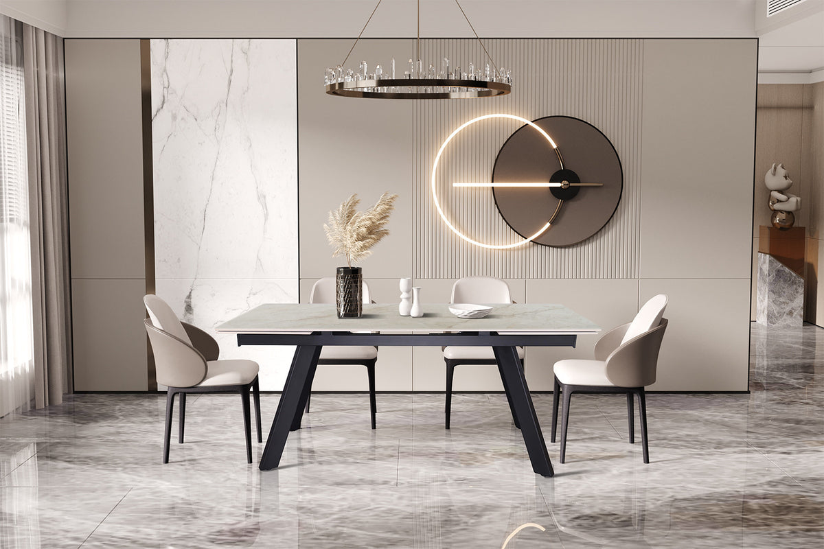 Uitschuifbare tafel 'Hera' 160-240 cm Rechthoekig Glanzend Shakespear Beige