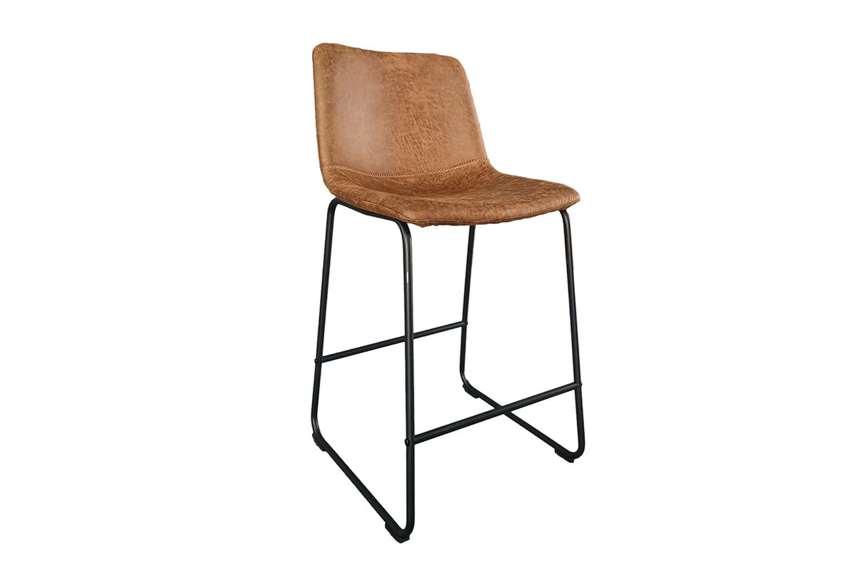 Tabouret de comptoir « Mancia » en PU Ote Topper 02 Cognac
