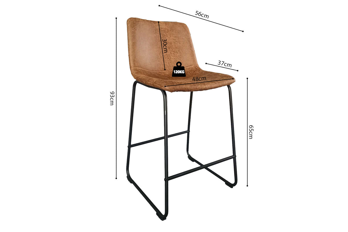 Tabouret de comptoir « Mancia » en PU Ote Topper 02 Cognac