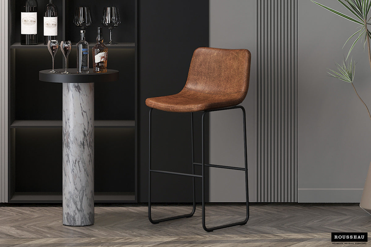 Barkruk 'Mancia' PU Ote Topper 02 Cognac