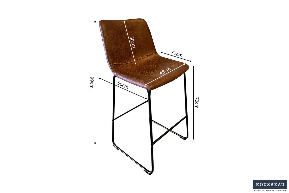 Barkruk 'Mancia' PU Ote Topper 02 Cognac