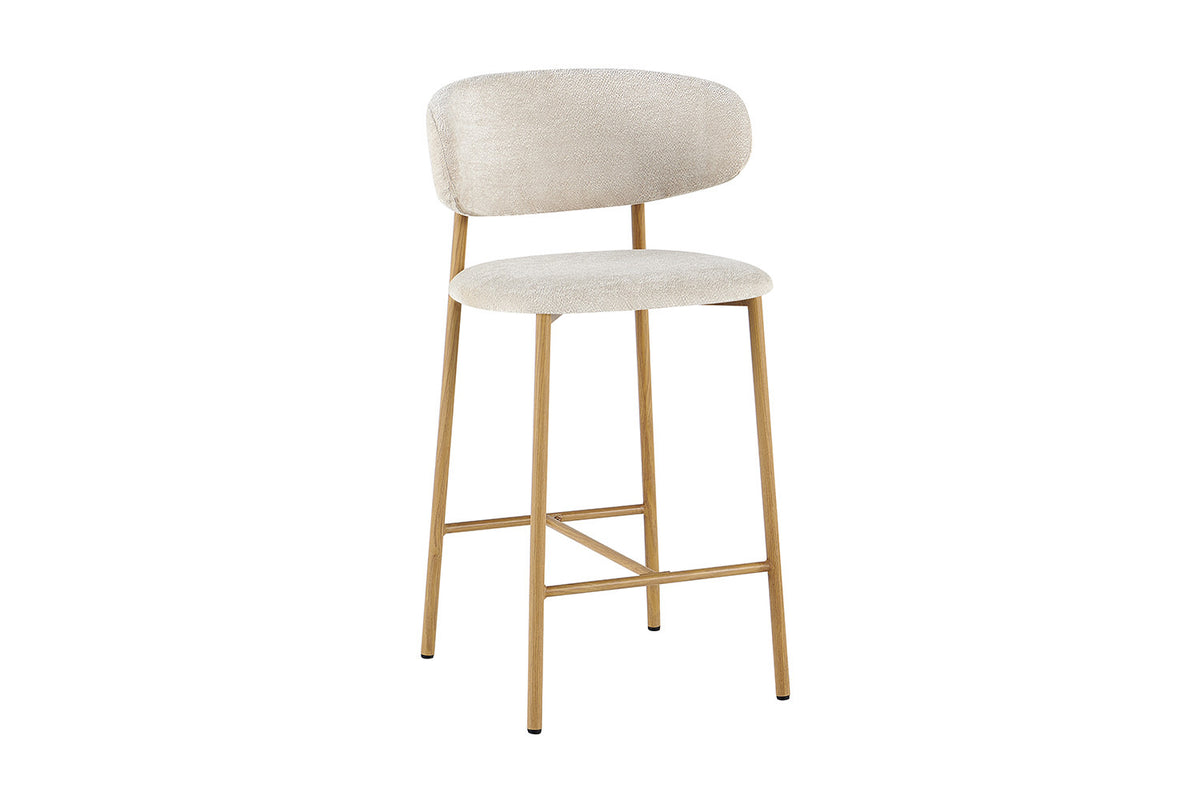 NOUVEAU - Chaise de bar 'Coco' Naturel - Tissu Raven 24 Beige