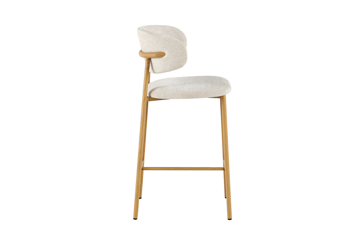 NOUVEAU - Chaise de bar 'Coco' Naturel - Tissu Raven 24 Beige