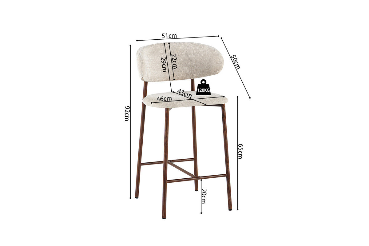 NIEUW - Counterstoel 'Coco' Walnoot - Stof Raven 24 Beige